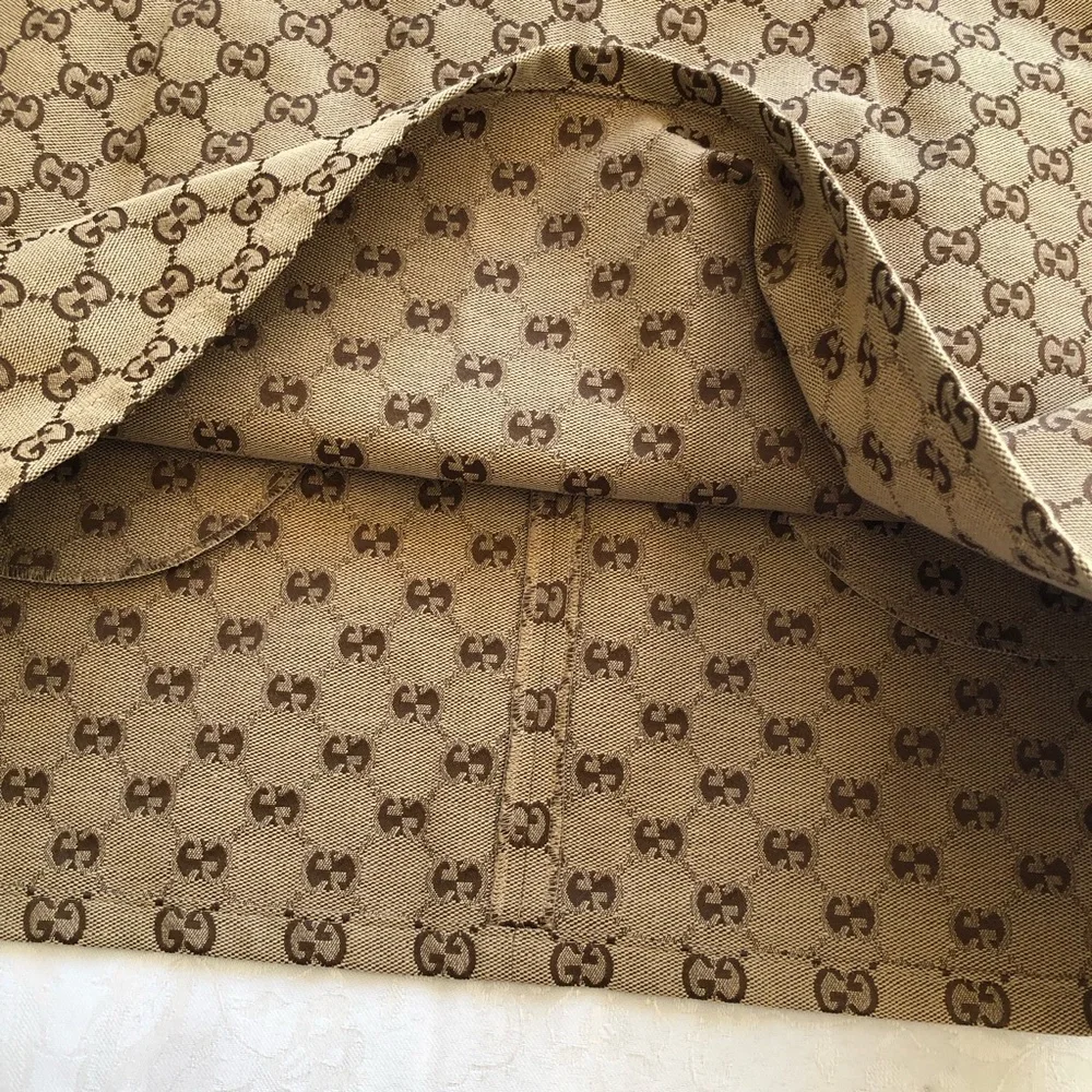 Gucci GG Monogram Canvas/Leather Trim Mini Skirt Camel/Ebony Women's Size 46(L) - Picture 13 of 16